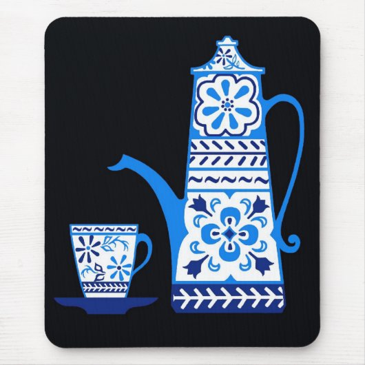 Tapis De Souris Café/théière d'art populaire (Devant)