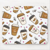 Tapis De Souris Cafés, Fèves de café, Amateur de café, Coeurs (Devant)