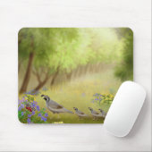 Tapis De Souris Cailles dans un pré Mousepad (Avec souris)