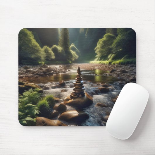 Tapis De Souris Cairn de la rivière de pierre (Avec souris)
