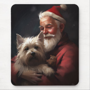 Tapis De Souris Cairn Terrier Avec Noël Festif Du Père Noël