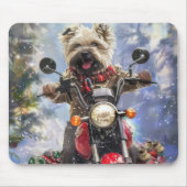Tapis De Souris Cairn Terrier Chien équitation Moto Noël (Devant)