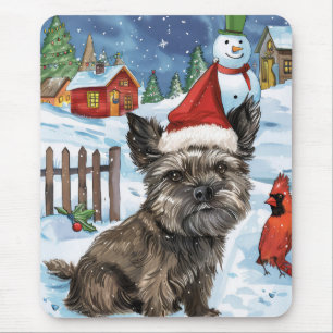 Tapis De Souris Cairn Terrier Chien Winter Wonderland Noël Joie