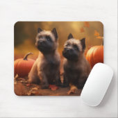 Tapis De Souris Cairn Terrier Chiot Automne Citrouille de plaisir (Avec souris)
