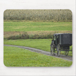 Tapis De Souris Calèche amish dans une allée de ferme, Ohio du Nor