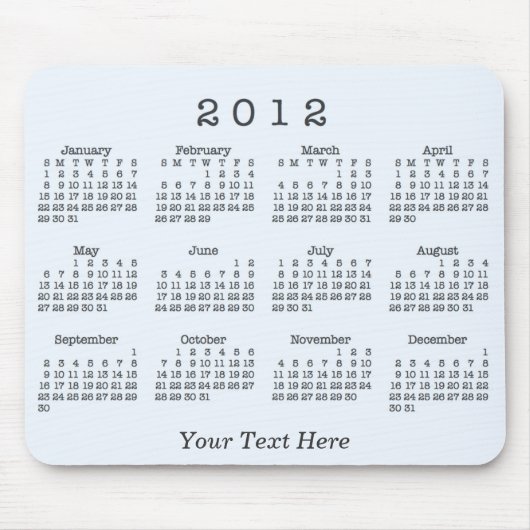 Tapis De Souris Calendrier 2012 (Devant)