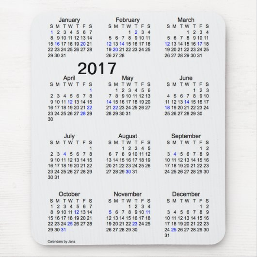 Tapis De Souris Calendrier 2017 de vacances de fumée de gros (Devant)
