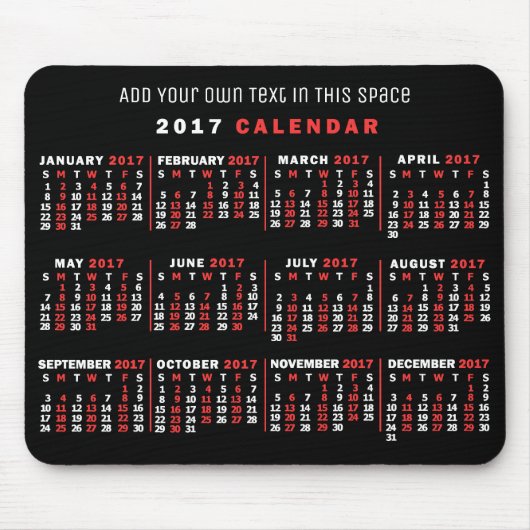 Tapis De Souris Calendrier 2017 (Voir la description pour la nouve (Devant)