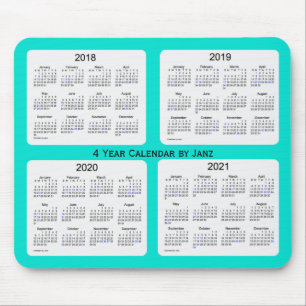 Tapis De Souris Calendrier 2018-2021 de vacances de turquoise par