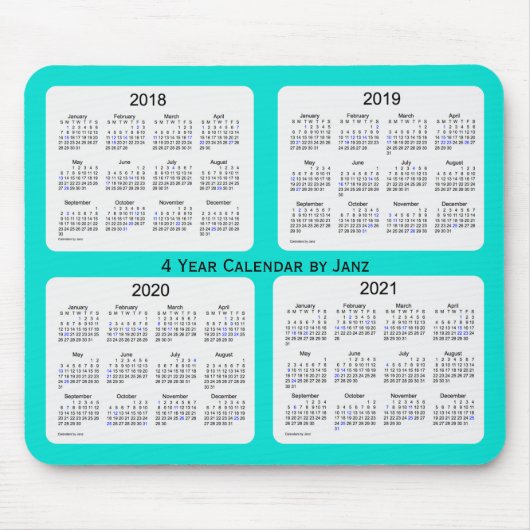 Tapis De Souris Calendrier 2018-2021 de vacances de turquoise par (Devant)