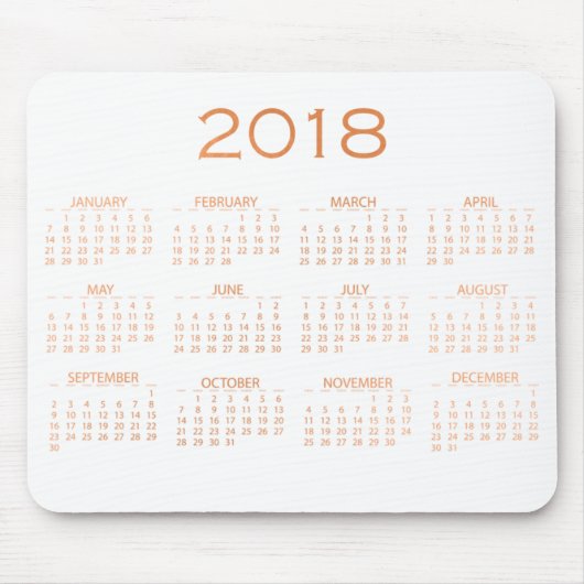 Tapis De Souris Calendrier 2018 Blanc Delicate Rose or (Devant)
