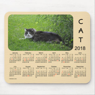 Tapis De Souris Calendrier 2018 de vacances de chat par Janz