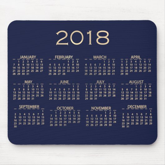 Tapis De Souris Calendrier 2018 Metallic Blue Navy Sepia Gold (Devant)