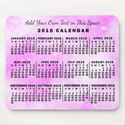 Tapis De Souris Calendrier 2018 (Voir la description pour la nouve (Devant)