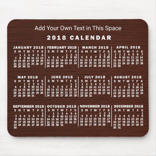 Tapis De Souris Calendrier 2018 (Voir la description pour la nouve (Devant)
