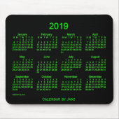 Tapis De Souris Calendrier 2019 vert au néon par Janz (Devant)