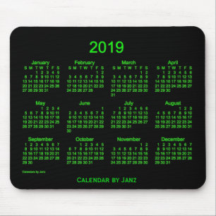 Tapis De Souris Calendrier 2019 vert au néon par Janz