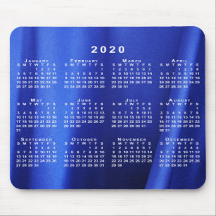 Tapis De Souris Calendrier 2020 sur Abstrait Blue Silk Photo perso