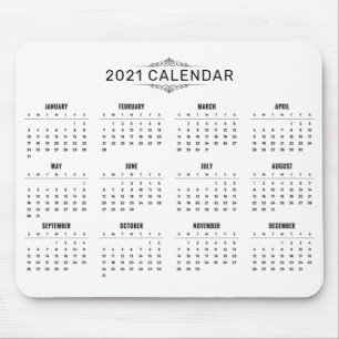 Tapis De Souris Calendrier 2021 simple mais élégant Mousepad