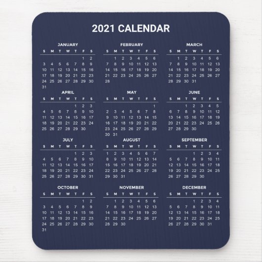 Tapis De Souris Calendrier 2021 simple mais élégant | Mousepad (Devant)