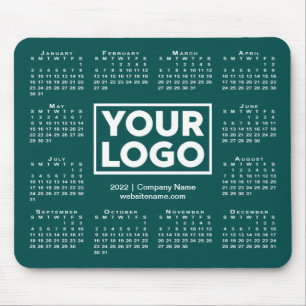 Tapis De Souris Calendrier 2022 moderne Business Logo Blue-Green