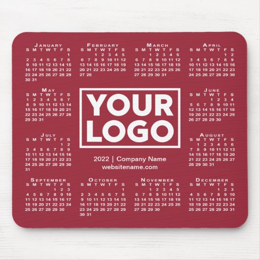 Tapis De Souris Calendrier 2022 moderne Business Logo Bourgogne (Devant)
