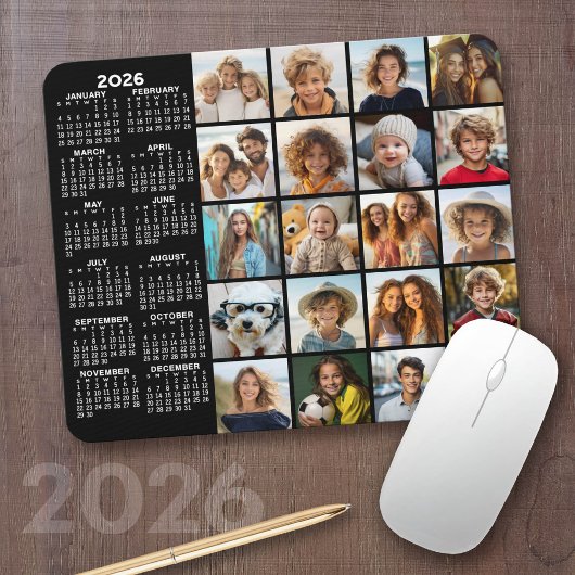 Tapis De Souris Calendrier 2023 - 20 photo collage noir