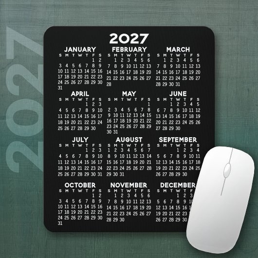Tapis De Souris Calendrier 2023 - arrière - plan noir - Vertical