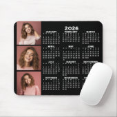 Tapis De Souris Calendrier 2023 avec 3 Collage photo - noir (Avec souris)