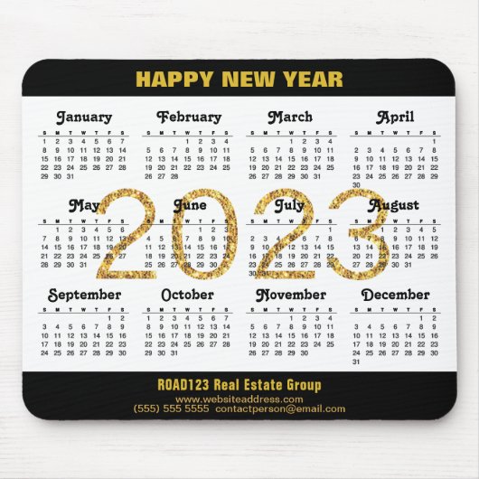 Tapis De Souris Calendrier 2023 Business Modern Gold Script Simple (Devant)