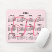 Tapis De Souris Calendrier 2023 en monogramme rose (Avec souris)