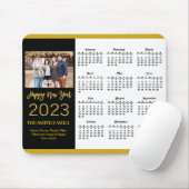 Tapis De Souris Calendrier 2023 Gold Script Simple Photo Famille (Avec souris)
