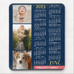 Tapis De Souris Calendrier 2023 Marine Coral Gold Family Photo Col<br><div class="desc">Célébrez 2023 avec ce calendrier de collage photo de preppy. Avec des dates faciles à lire en gras blanc, ce calendrier joliment simple a les mots "2023" et "LOVE" en fausse parties scintillant dorée avec une barre rose corail brillante sur le fond pour votre nom de famille personnalisé ou autre...</div>