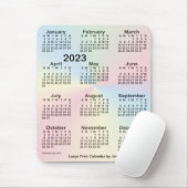 Tapis De Souris Calendrier 2023 Rainbow Cloud - gros caractères pa (Avec souris)