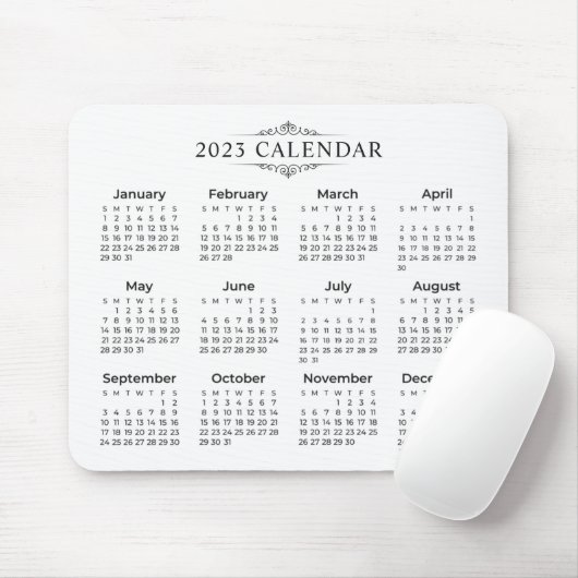 Tapis De Souris Calendrier 2023 simple mais élégant | Mousepad (Avec souris)