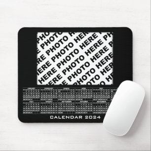Tapis De Souris Calendrier 2024 Ajouter 1 Photos Mousepad Noir