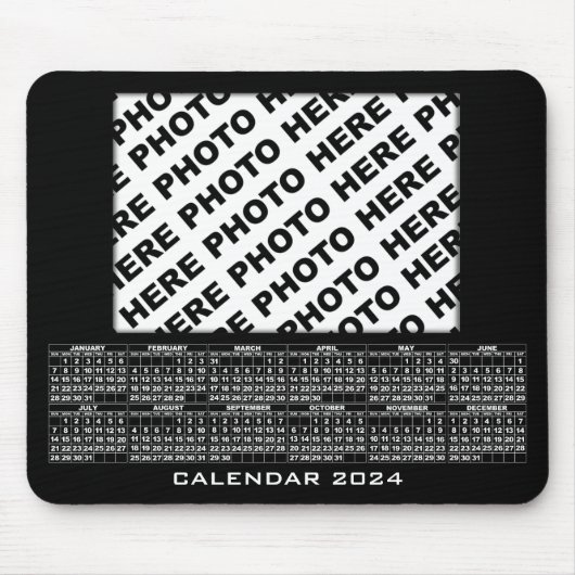 Tapis De Souris Calendrier 2024 Ajouter 1 Photos Mousepad Noir (Devant)