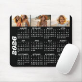 Tapis De Souris Calendrier 2024 avec 3 Collage photo - noir (Avec souris)