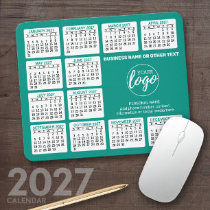 Tapis De Souris Calendrier 2024 avec logo, Coordonnées Bleu
