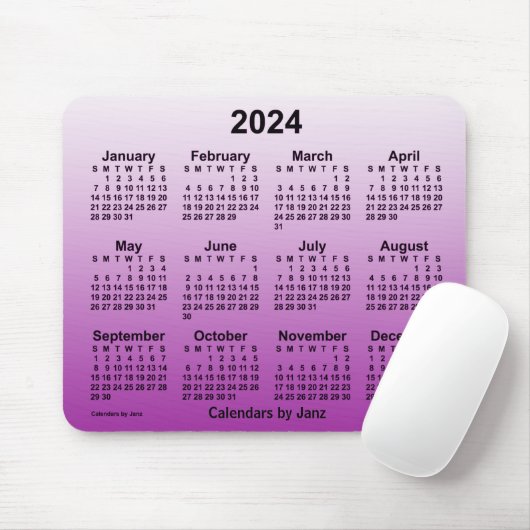 Tapis De Souris Calendrier 2024 Faded Purple par Janz Mouse Pad (Avec souris)