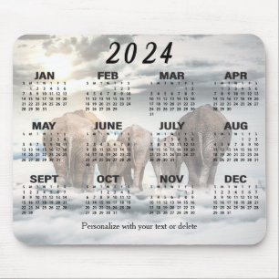 Tapis De Souris Calendrier 2024 - Famille Elephant Butt