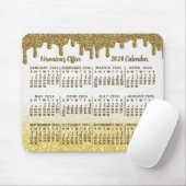 Tapis De Souris Calendrier 2024 Faux Gold Parties scintillant Drip (Avec souris)