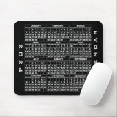 Tapis De Souris Calendrier 2024 Mousepad noir (Avec souris)