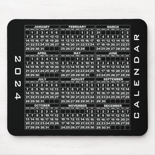 Tapis De Souris Calendrier 2024 Mousepad noir (Devant)