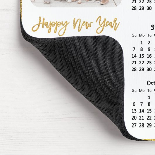 Tapis De Souris Calendrier 2024 Parties scintillant d'or Script fa (Coin)