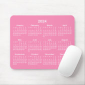 Tapis De Souris Calendrier 2024 rose et blanc clair (Avec souris)