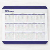Tapis De Souris Calendrier 2024 Simple Entreprise Blue Mousepad (Devant)