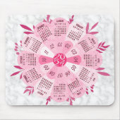 Tapis De Souris Calendrier 2024 Unique Boho rond Plutôt Rose Fleur (Devant)