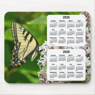 Tapis De Souris Calendrier 2025-2026 de papillon de machaon par