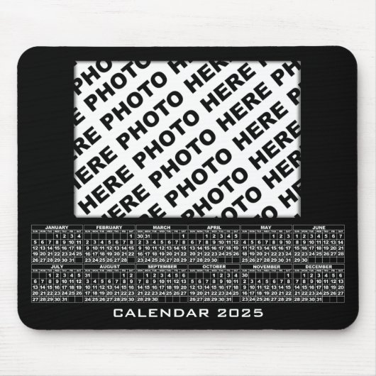 Tapis De Souris Calendrier 2025 Ajouter 1 Photos Mousepad Noir (Devant)